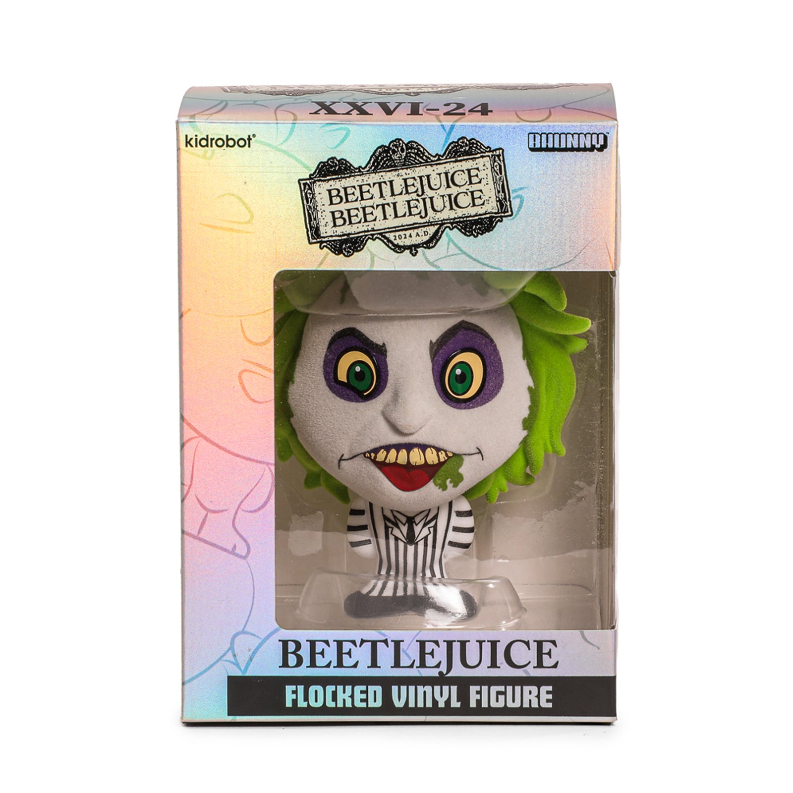 BUY NOW | BEETLEJUICE BEETLEJUICE (2024) BHUNNY FLOCKED (STRIPED SUIT) - 4&quot; STYLIZED FIGURE | NECAONLINE.COM.AU