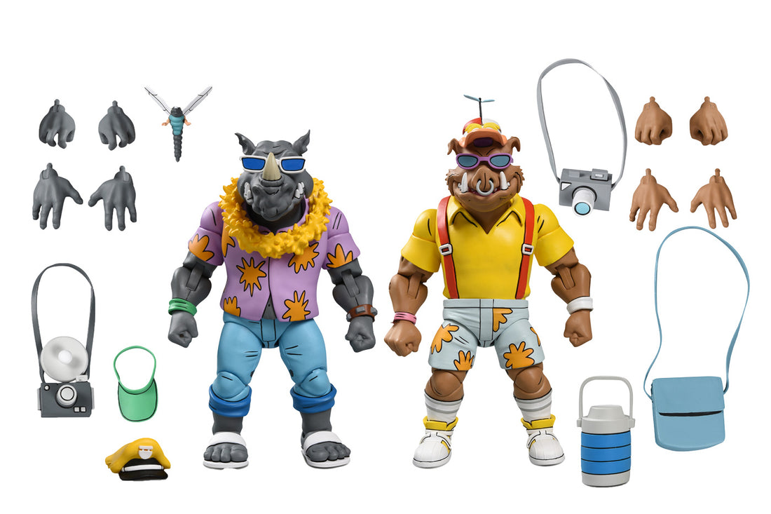 BUY NOW - TMNT VACATION BEBOP AND ROCKSTEADY 2 PACK (CARTOON) - 7&quot; SCALE ACTION FIGURE | NECAONLINE AU 