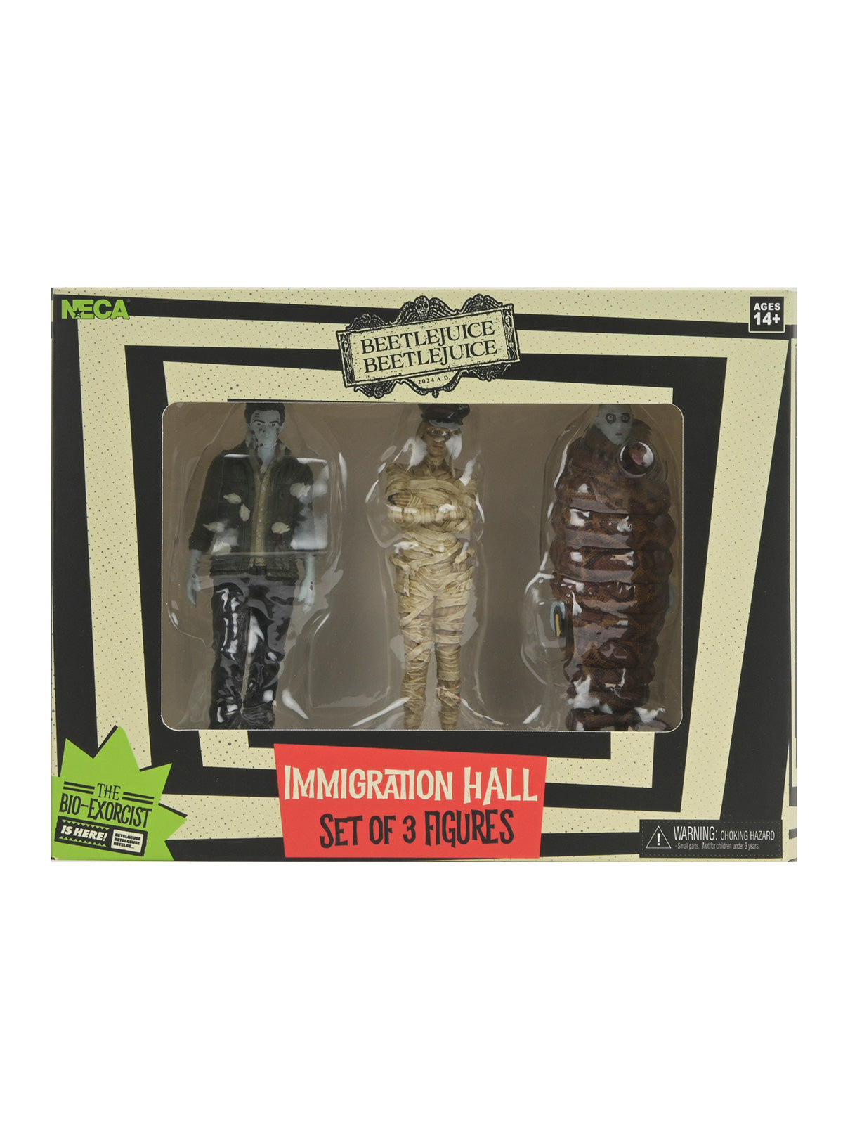 BEETLEJUICE BEETLEJUICE - 3&quot; SET - MUMMIFIED IMMIGRATION OFFICER, RICHARD, ANACONDA MAN FIGURES