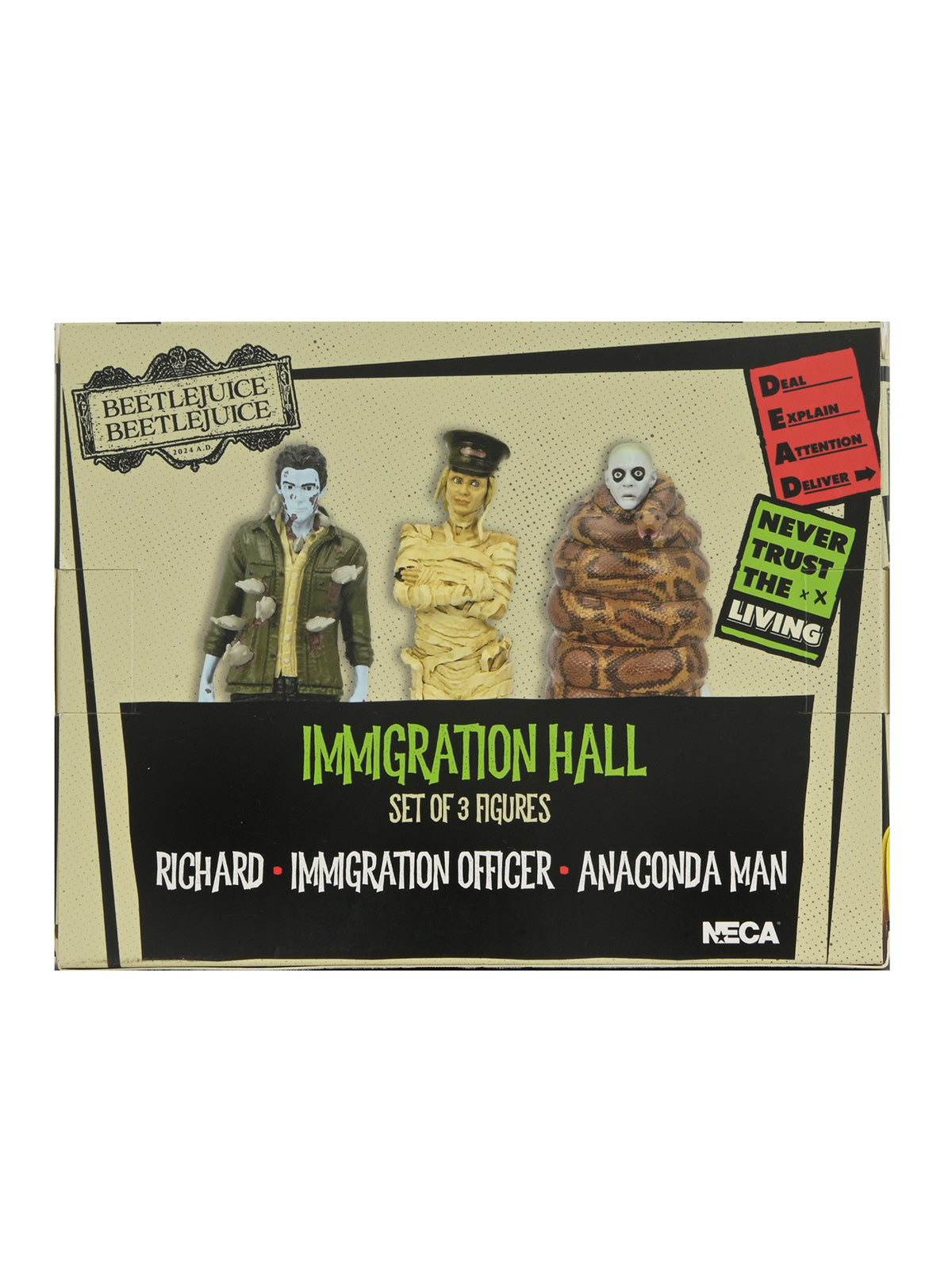 BEETLEJUICE BEETLEJUICE - 3&quot; SET - MUMMIFIED IMMIGRATION OFFICER, RICHARD, ANACONDA MAN FIGURES