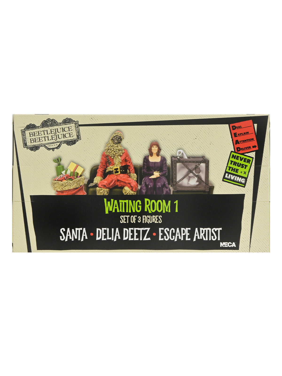 BEETLEJUICE BEETLEJUICE - 3&quot; SET - MUMMIFIED SANTA, DELIA, ESCAPE ARTIST